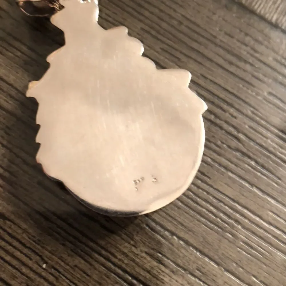 Vintage Sterling Silver Snowman Pendant with Silver Plated Rope Chain